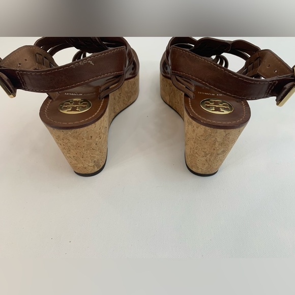 Tory Burch Leslie Brown Cork Platform Wedge Sandals 9 - Picture 4 of 10